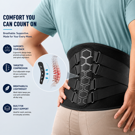 Adjustable Lumbar Support Brace with Ergonomic Back Support