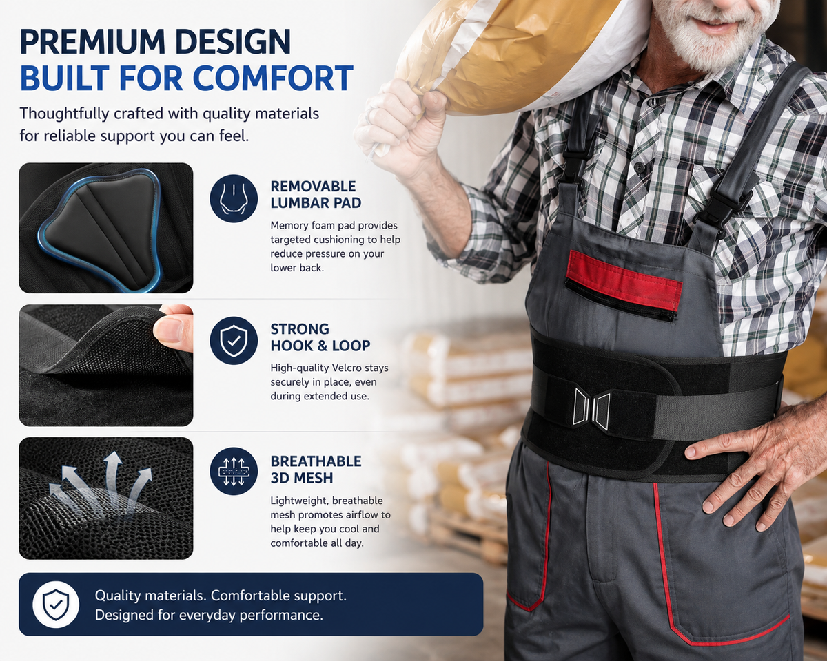 Adjustable Lumbar Support Brace with Ergonomic Back Support