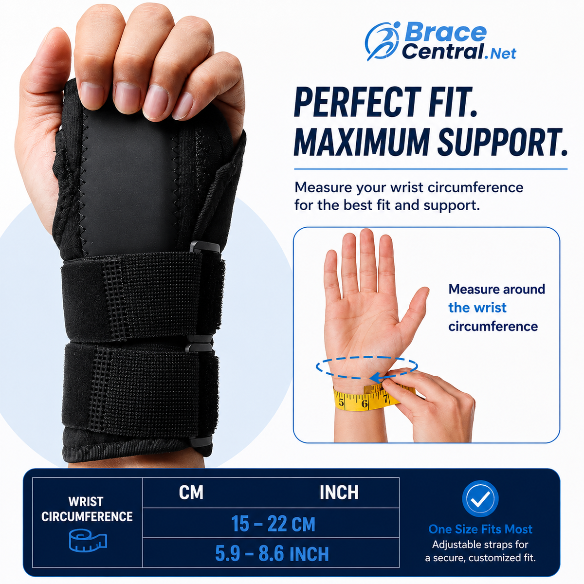 Adjustable Wrist Support Splint with Stabilizing Brace