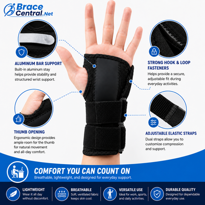 Adjustable Wrist Support Splint with Stabilizing Brace