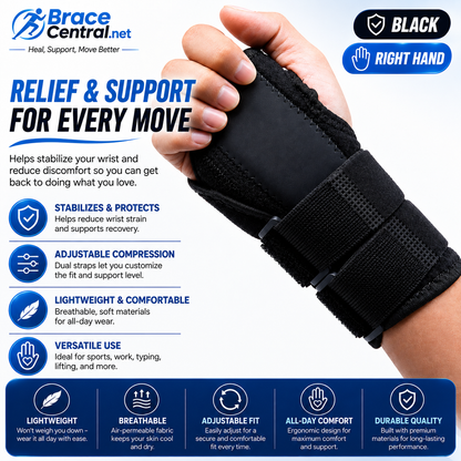 Adjustable Wrist Support Splint with Stabilizing Brace