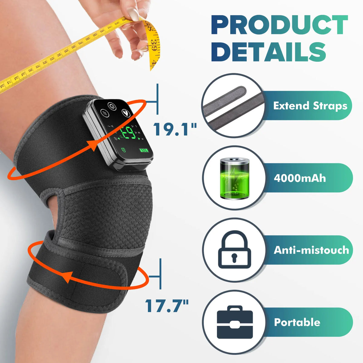 Rechargeable Heated Knee Massager with Vibration