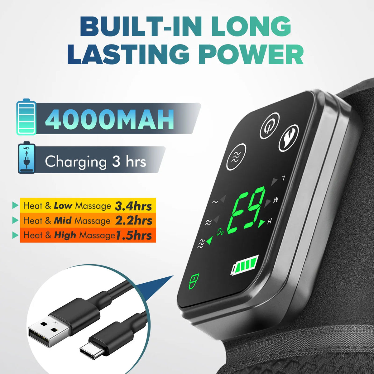 Rechargeable Heated Knee Massager with Vibration